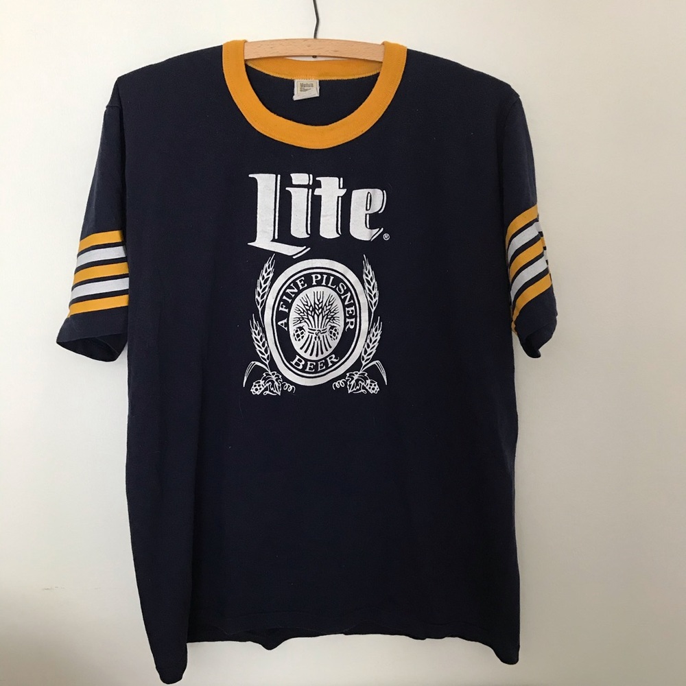 Vintage Miller Lite Tee tshirt soft A Fine Pilsner